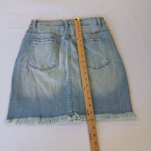KanCan Los Angeles KC5145L Women's Blue Front Button Frayed Denim Skirt Size S image 7