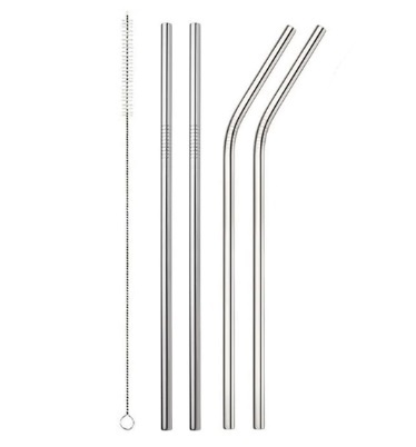2 pcs Stainless Steel Straw Reusable Metal Drinking Straw With Cleaner B... - $7.82