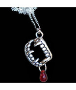 True Gothic VAMPIRE FANG BANGER TEETH w-BLOOD NECKLACE Halloween Costume... - £6.79 GBP