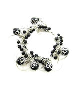 Bracelet Chunky Black Sea Shell Pearls Silver Chains &amp; Hoops - £7.95 GBP