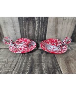 Set Of 2 Red Speckled Enamelware Graniteware Candlestick Chamber Holder CGS - $23.74