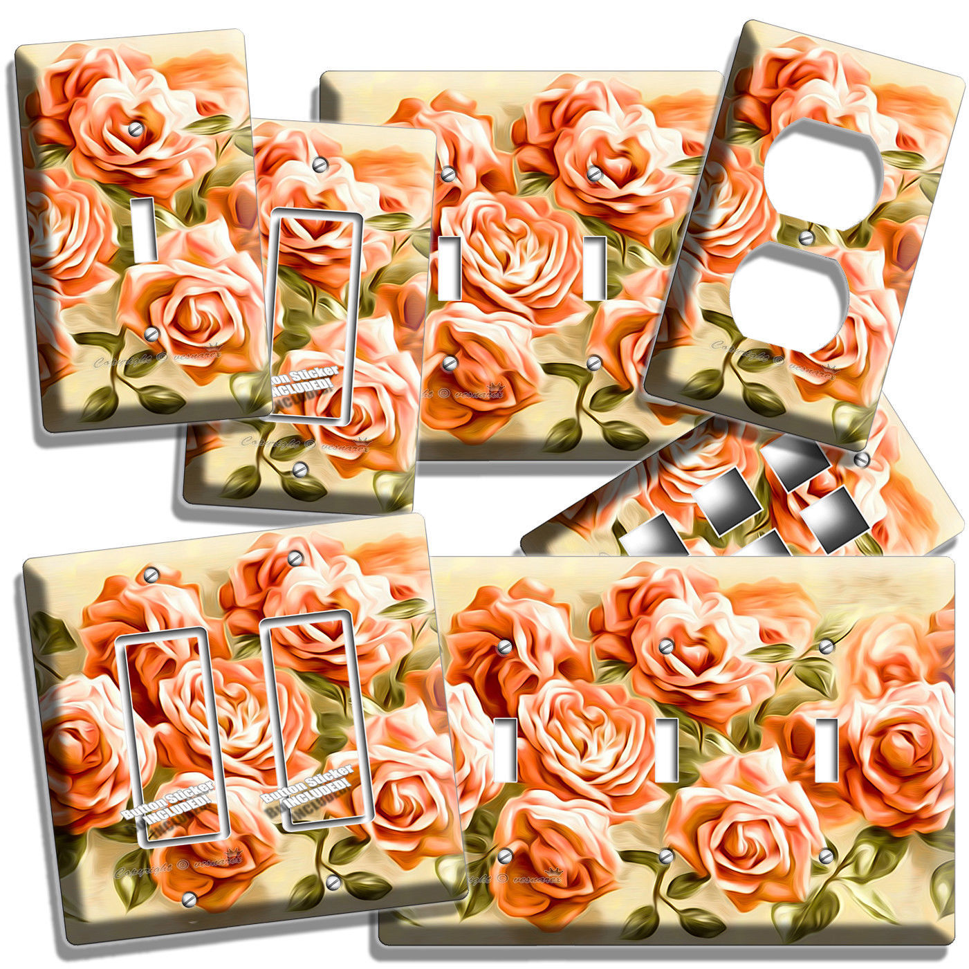 BEAUTIFUL PINK ROSES BOUQUET LIGHT SWITCH OUTLETS WALL PLATE HOME ROOM ART DECOR