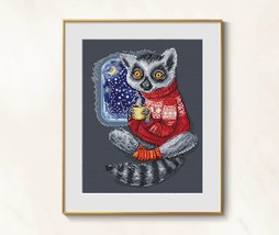 Raccoon Cross Stitch good night pattern pdf - Raccoon Embroidery Sweet Dreams  - £8.33 GBP