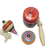 Wooden Mexican Toys Set Made in Mexico 1 balero 1 yo-yo 1 trompo assorted colors - £15.69 GBP