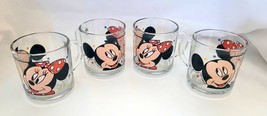 4 Disney Mickey Minnie Mouse Glass Coffee Cups Mugs New w Labels Anchor ... - $32.62