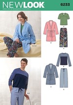 New Look Sewing Pattern 6233 Unisex Pants Robe Tops Size XS-L - $8.99
