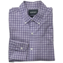 BONOBOS Shirt Mens Size S Button Down Long Sleeve Slim Fit Lavender Plaid Cotton - £15.52 GBP