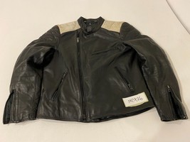 Vintage Black Leather Motorcycle Jacket  Armpit/Armpit 20&quot;  (mc926) - $36.50
