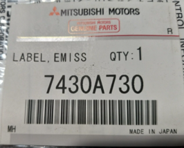 2008 Mitsubishi Lancer Emission Label P/N 7430A730 Genuine Oem - £6.73 GBP