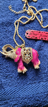 New Betsey Johnson Necklace Elephant Pink Africa Collectible Decorative Nice - £11.98 GBP
