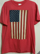 NWT Well worn Men&#39;s Red Crew-neck Short Sleeve American Flag Print T-shi... - £4.71 GBP