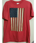 NWT Well worn Men&#39;s Red Crew-neck Short Sleeve American Flag Print T-shi... - £4.61 GBP