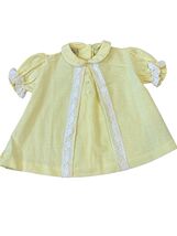 Vintage Fawn Baby Girl Yellow Lace Button Front Dress 21 To 28 Lbs - $19.20