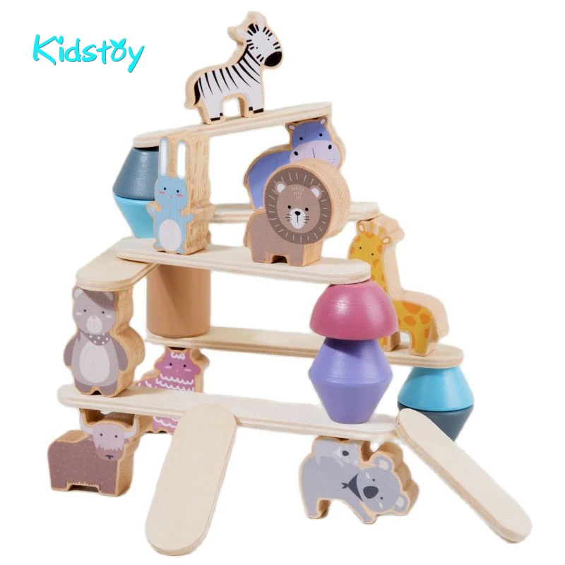 Kidstoy Wooden Animals Montessori Educational Toy Stacking Game Set Balancing - £15.48 GBP