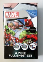 Marvel Avengers 4 Piece Full Sheet Set Spider-Man Thor Captain America (New) - £23.73 GBP