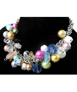 Necklace Fun Elegant Trendy Chunky Multi Color Pearl &amp; Beads - $17.65 CAD