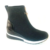 Renato Garini EX9205 Black Mid Wedge High Top Slip On Fashion Sneaker - $129.00