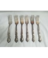 Vintage MCM 1847 ROGERS BROS. IS HERITAGE dinner FORKS silverplate set x 6 - £37.65 GBP