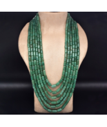 Natural Green Quartz Aventurine Tube beads Necklace 6 L 1774 Ct Vintage ... - €400,23 EUR