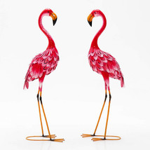 2-Piece Flamingo Garden Statue Set - Color: Red - £100.65 GBP
