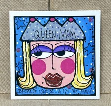 Vintage 2002 Whimsical Queen Mom Wall Plaque Lori Wiseman Art Cherry Pie Studio - £23.36 GBP