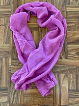 Vintage Solid Purple Nylon Rectangular Scarf 10&quot; x 33&quot; Soft Fabric - £9.33 GBP
