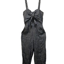 Abercrombie &amp; Fitch Women&#39;s Medium Blue Striped Linen blend Jumpsuit sleeveless - £19.14 GBP