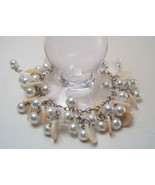 Bracelet Silver Chain White Mother of Pearl Sea Shell Pearls - $13.70 CAD