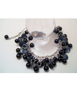 Bracelet Silver Chain Black Mother of Pearl Sea Shell Pearls - £7.97 GBP