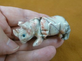 (Y-RHI-300) white red Rhinoceros Rhino SOAPSTONE carving stone gemstone ... - $15.42