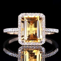 S925 Silver Color Diamond Engagement Ring Yellow Gem Bague Anillos Bizuteria for - £19.17 GBP
