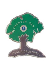 Vintage Lions Club Visalia CA Charter Oak Tree Lapel Pin Pinback - £7.78 GBP