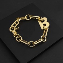 New Design Gold Color Metal Letter B Bracelets for Women Thick Link Chain Bracel - £12.72 GBP