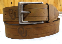Ou Oklahoma University Embossed Soft Leather Belt BROWN- Size 40&quot; - £10.23 GBP