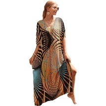 Moroccan Kaftan Dresses Plus Size Swimsuit Cover Up Side Split Caftans F... - £43.95 GBP