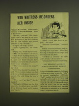 1955 Kellogg's All-Bran Cereal Ad - Wan waitress re-orders her inside - $18.49