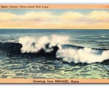 Generic Scenic Greetings Crashing Waves Bernard Maine ME Linen Postcard Y3 - $3.91