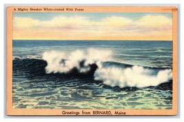 Generic Scenic Greetings Crashing Waves Bernard Maine ME Linen Postcard Y3 - £3.07 GBP