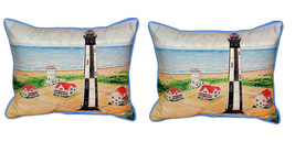 Pair of Betsy Drake Cape Henry Lighthouse Large Pillows 15 Inch x 22 Inch - £69.76 GBP