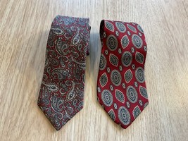 Lot of 2 Vintage Tie Christian Dior Monsieur Silk Fabric Red - £17.48 GBP