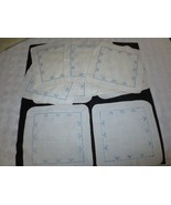 11 NEW BLUE 2-Tone Cross Stitch DESIGN on WHITE Linen NAPKINS--15.5&quot; x 1... - £19.75 GBP