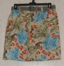 Nwt Womens Eddie Bauer Beige W/ Autumn Floral Cargo Skirt W/ Belt Size 12 - £26.12 GBP