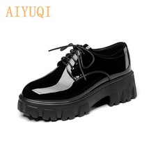 Hoes platform 2021 new british style thick soled genuine leather shoes women large size thumb200