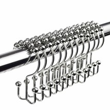 Premium Stainless Steel Double Shower Curtain Hooks 12 Pack - £10.40 GBP