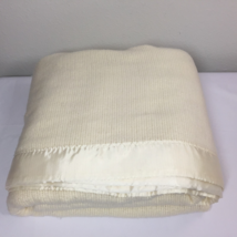 Ralph Lauren Satin Trim Blanket Soft Waffle Weave Cream Acrylic King Size - $75.00
