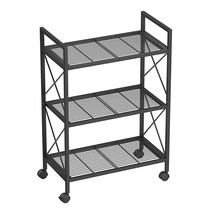 3-Tier Metal Storage Rack With Wheels, Mesh Shelving Unit With X Side Fr... - £56.61 GBP