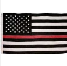 USA Premium Store Thin Red Line Firefighter Flag 3X5 Foot with Embroidered Stars - £30.66 GBP