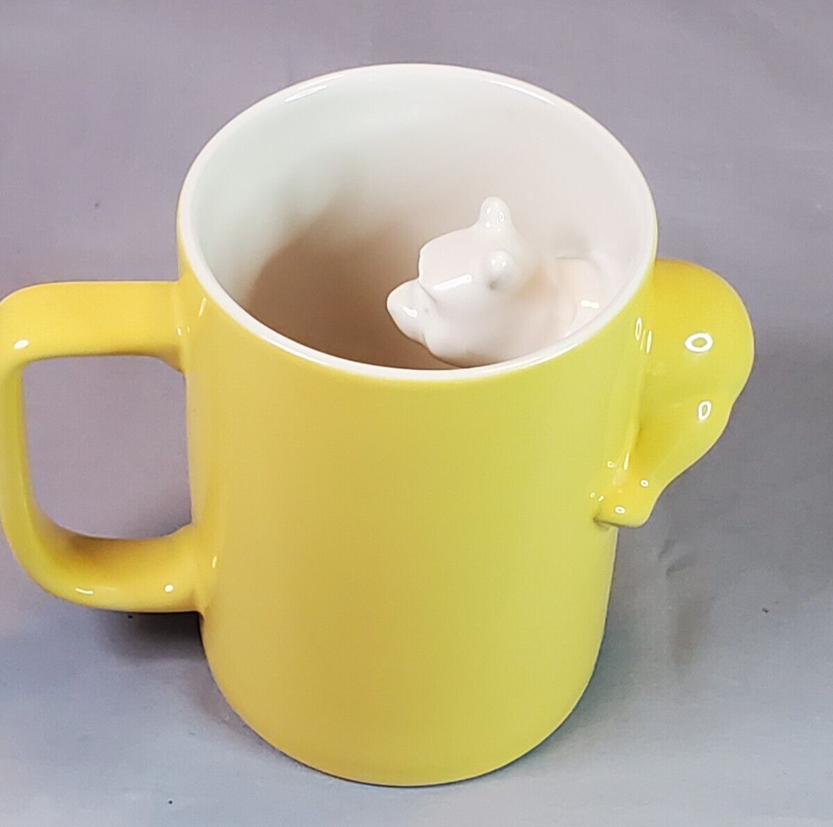 Primary image for Disney Store Mug Winnie the Pooh Yellow & White Ceramic 3D Head Inside 16 oz
