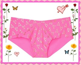 L Pink Rose Gold Heart SHINE NO SHOW Seamless Victorias Secret Hiphugger Pantie - £8.64 GBP