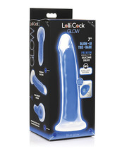 Curve Toys Lollicock 7&quot; Glow In The Dark Silicone Dildo - Blue - £28.00 GBP